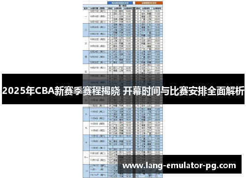 2025年CBA新赛季赛程揭晓 开幕时间与比赛安排全面解析 2025年CBA新赛季赛程揭晓 开幕时间与比赛安排全面解析