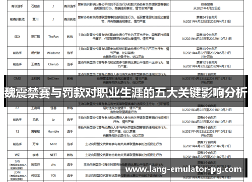 魏震禁赛与罚款对职业生涯的五大关键影响分析 魏震禁赛与罚款对职业生涯的五大关键影响分析